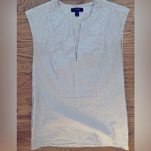 J.Crew Blue/White Stripped‎ top with rose gold side zippers